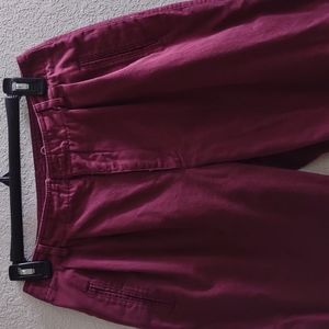 Burgundy pleated front pants